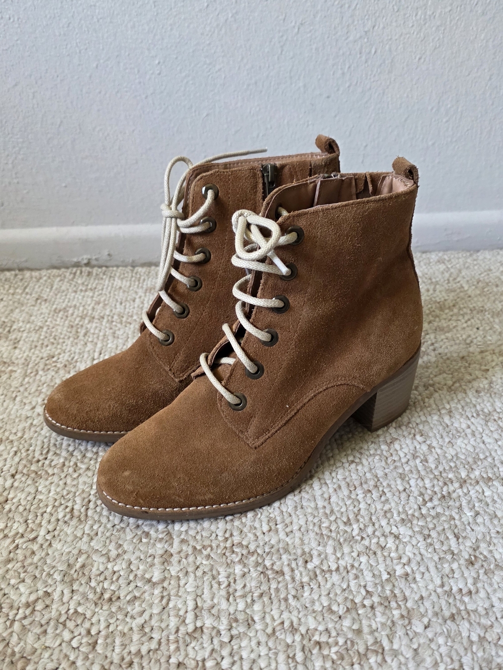 M&S Women’s Suede Lace-Up Ankle Boots in Brown Size 5